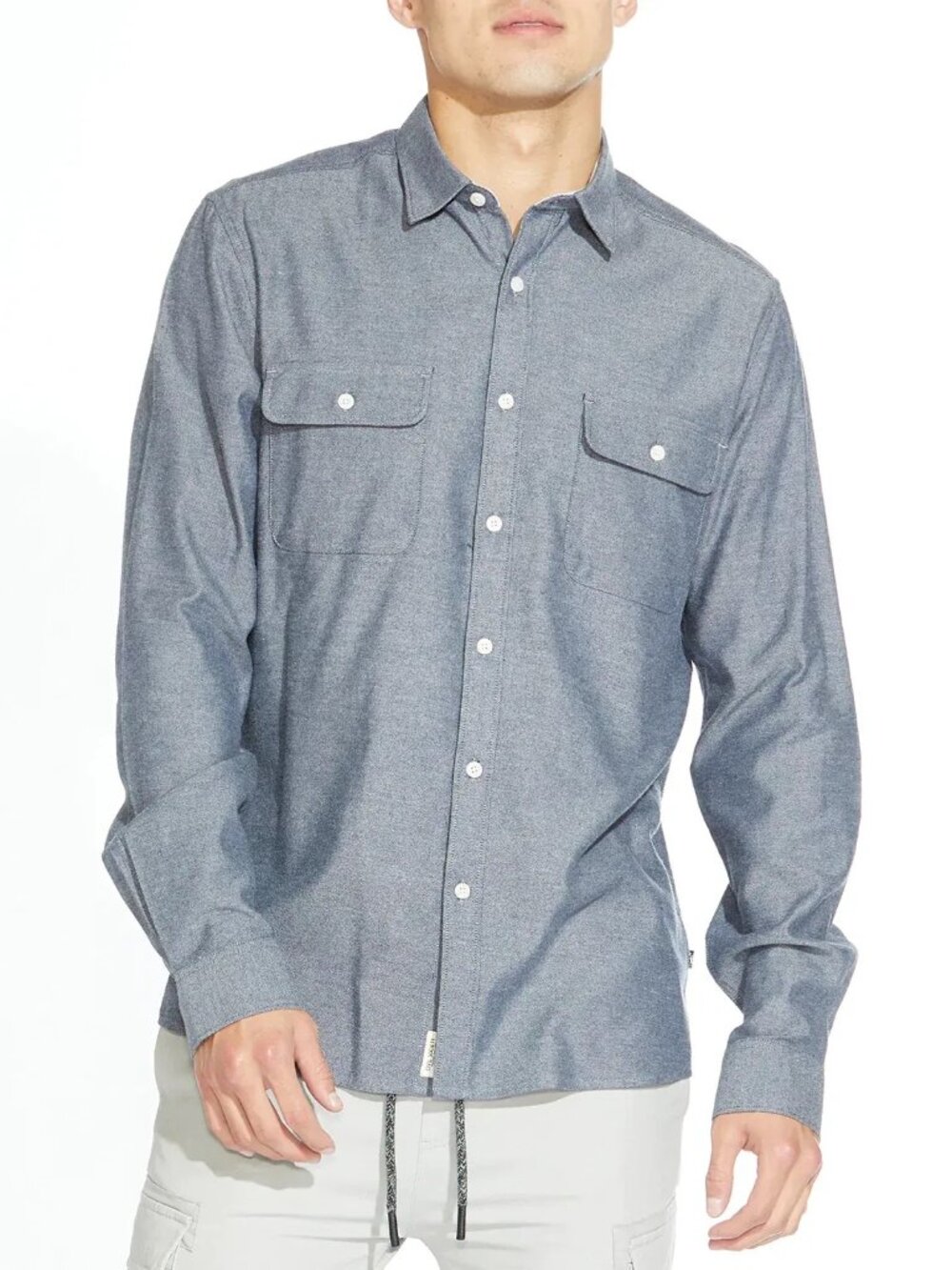 Civil Society Blue Grey Button Up Shirt With Double Front Chest Pockets/2762